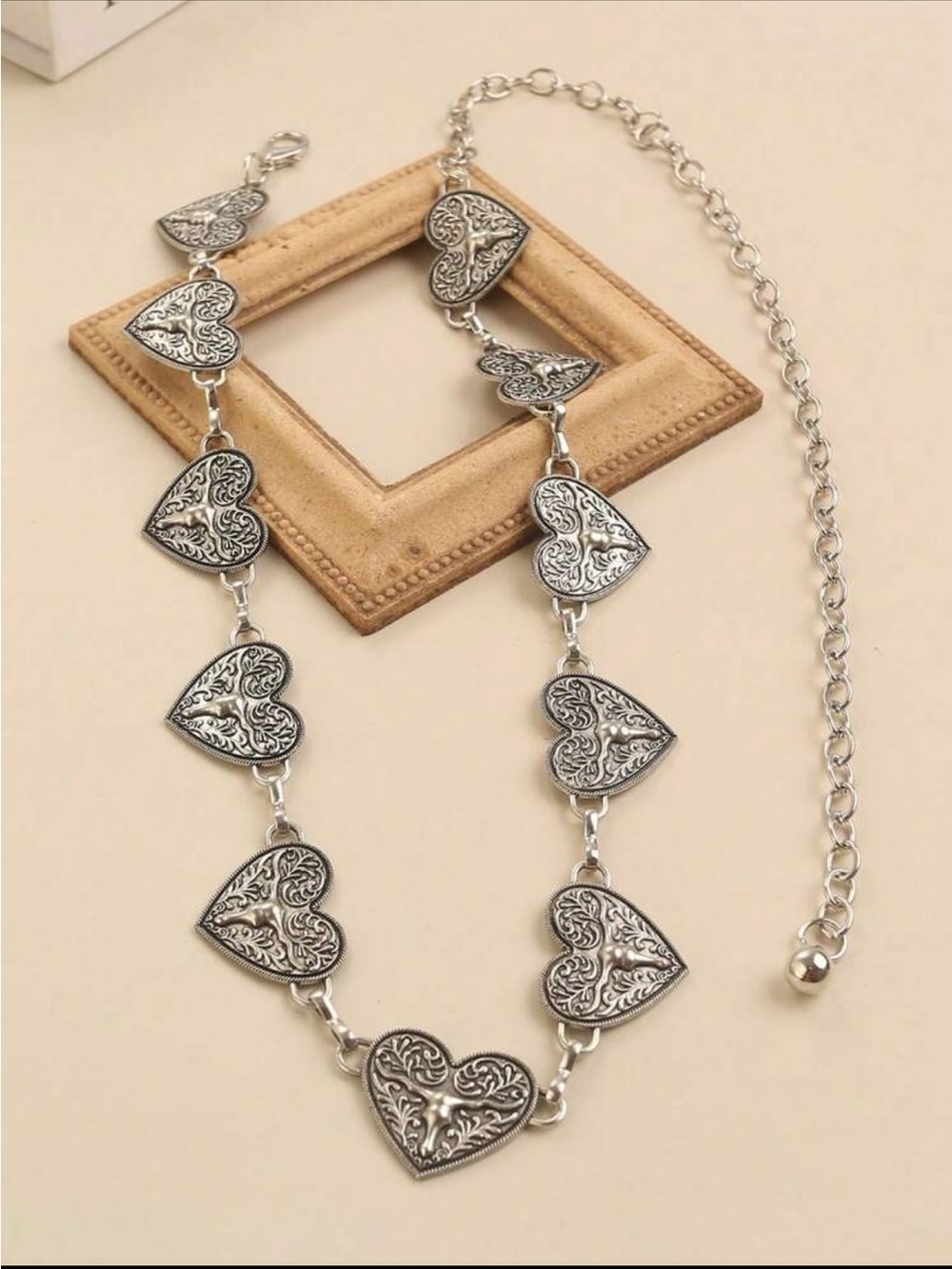 Western Silver Heart Chain Belt NEW 🏷️